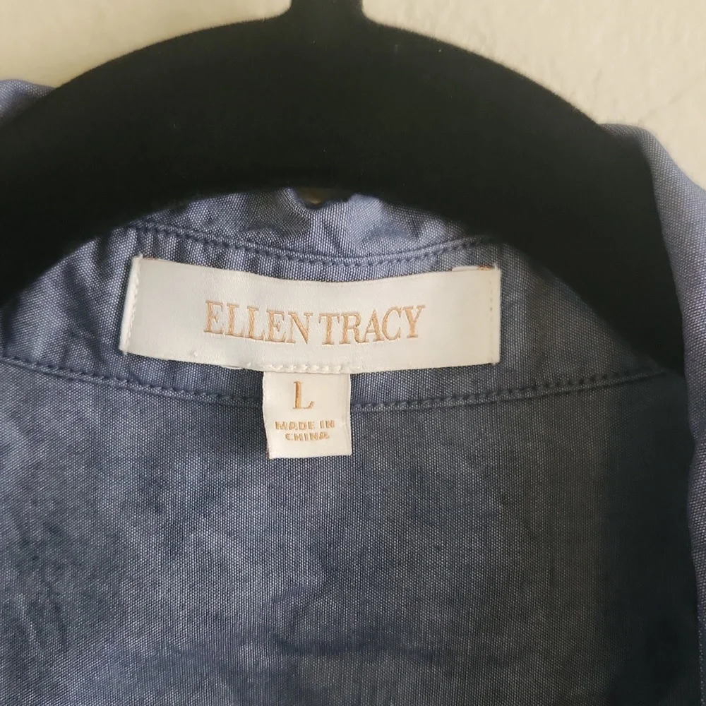 Ellen Tracy Women's Blue Button-Up Shirt Size L. #B20 - Picture 6 of 8
